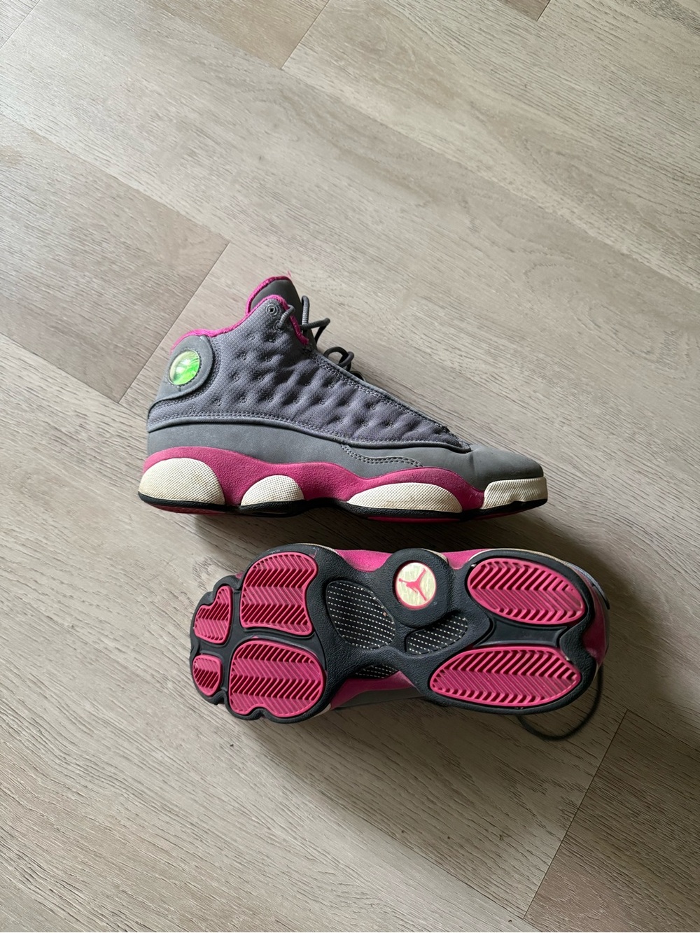 Jordan Kids High-Top Sneakers in Gray and Pink